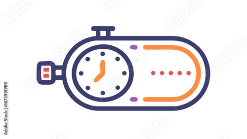 Stopwatch with orange and purple accents timer time