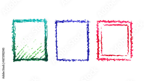 Teal blue and red sketchy frames crayon