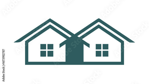 Twin houses with windows and roof home building