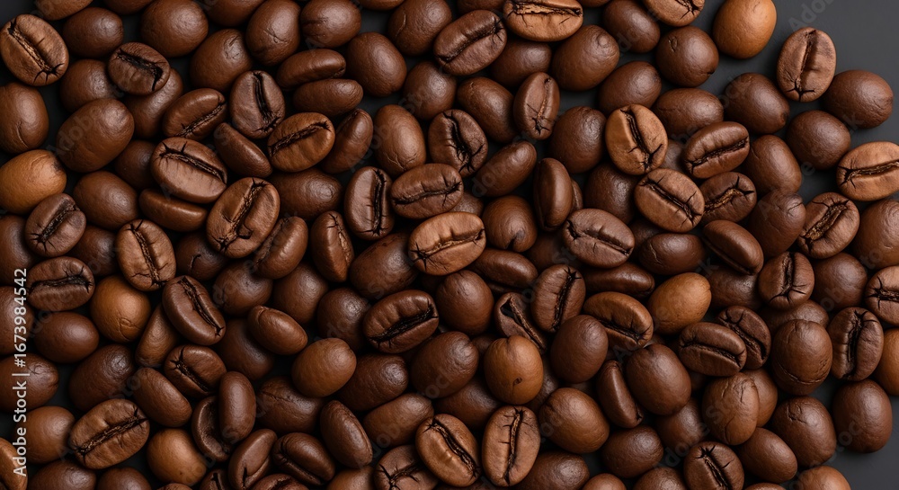 Fototapeta premium Roasted Coffee Beans Aromatic and Rich Dark Brown Coffee Beans