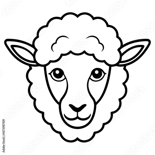 Sheep Head Vector Illustration – Clean Line Art