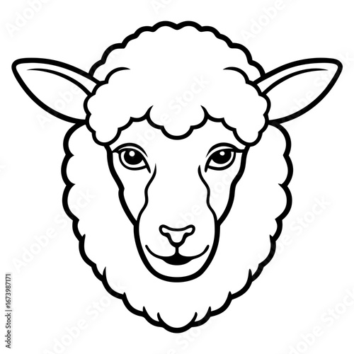 Sheep Head Vector Illustration – Clean Line Art
