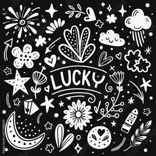 Charming hand drawn decorative elements collection