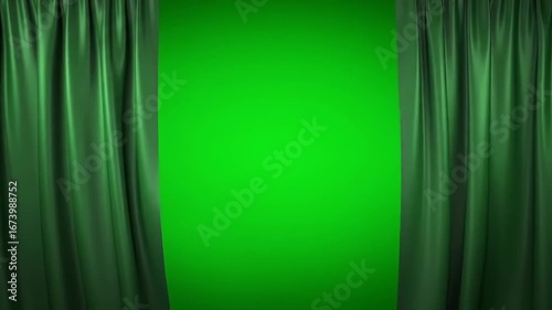 Green Screen Reveal: Stage Curtains Opening