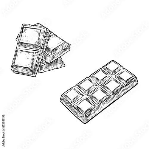 chocolate bar vector line art hand drawn illustration