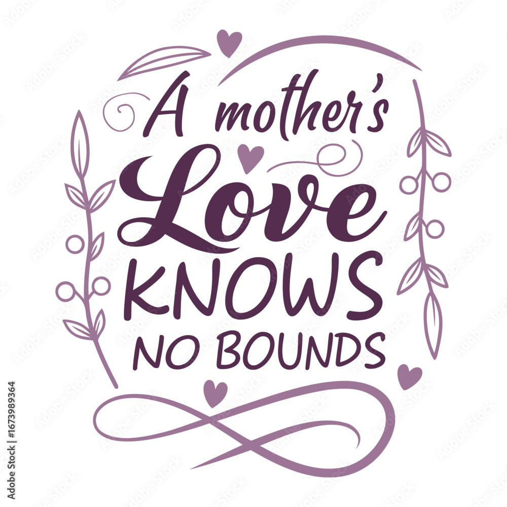 Fototapeta premium A heartfelt typography design celebrating a mother’s endless love, featuring elegant, flowing letters that convey warmth, care, and boundless affection. 