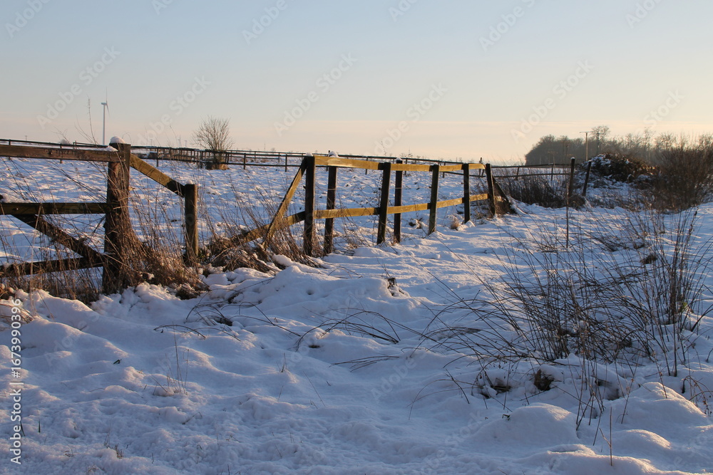 Obraz premium Winter village landscape in 52399 Bürgewald (formerly Morschenich-Alt), NRW, Germany, Picture 06, on January 10, 2025