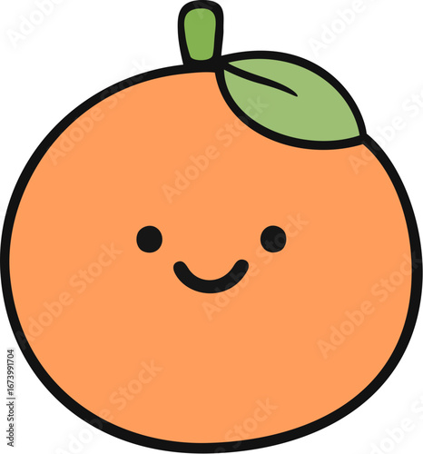 Kawaii cartoon orange fruit with smiling face