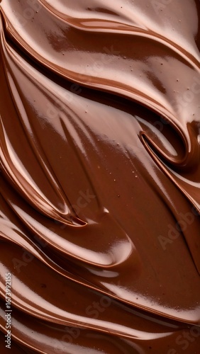 Melted chocolate swirls, close-up