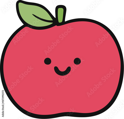 Kawaii cartoon red apple fruit with smiling face
