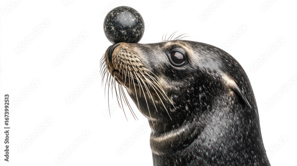 Fototapeta premium Seal balancing ball on nose
