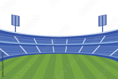 Daytime Colorful Stadium (Green Field & Blue Stands)