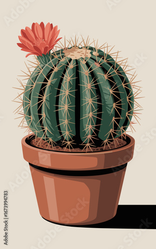 Cactus 001 Piante Geometriche - Collezione Retro Moderna