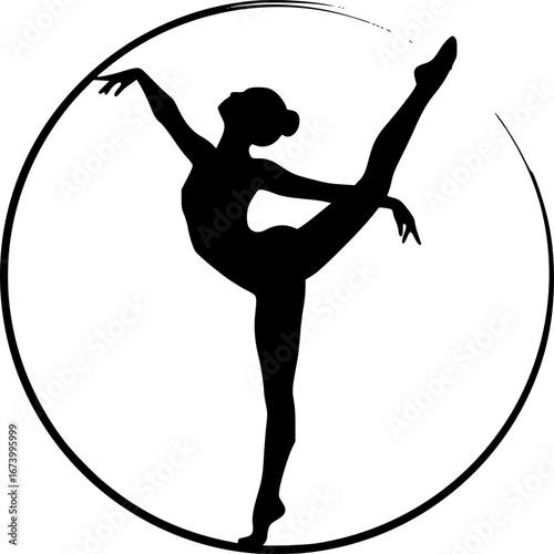 Girl Child Ballerina Dancing Silhouette Vector Set vector illustration
