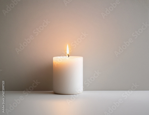 Wallpaper Mural Minimalist Candle with Copy Space on White Background Torontodigital.ca