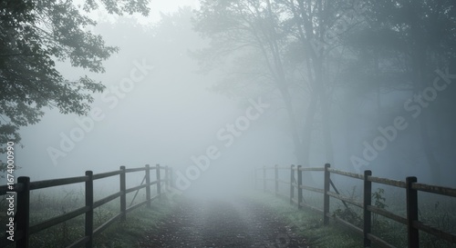 Misty forest path