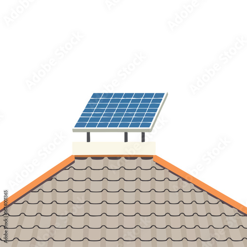 A solar panel on a terracotta rooftop