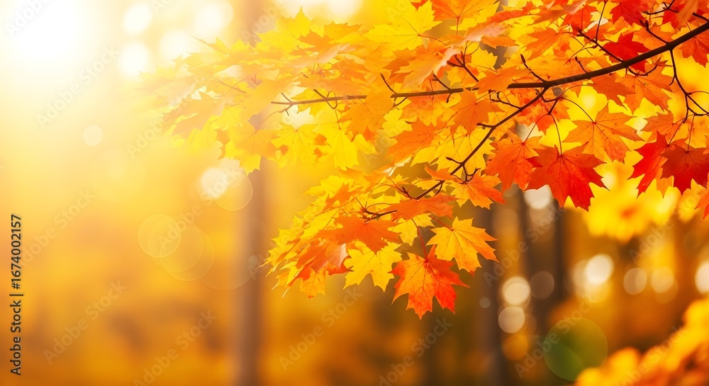 Golden autumn leaves glowing in warm sunlight, a beautiful natural scene Golden autumn leaves glowing in warm sunlight, a beautiful natural scene