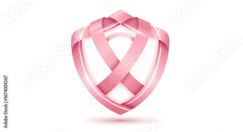 Empowering breast cancer awareness with a symbolic pink ribbon shield, representing protection, hope, and the vital fight against this disease