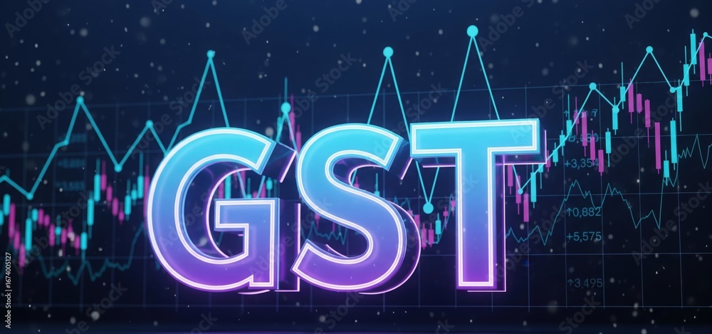 Obraz premium Futuristic gst text. Stock market concept.