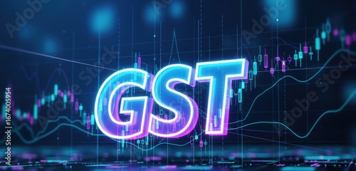 Futuristic gst text. Stock market concept.