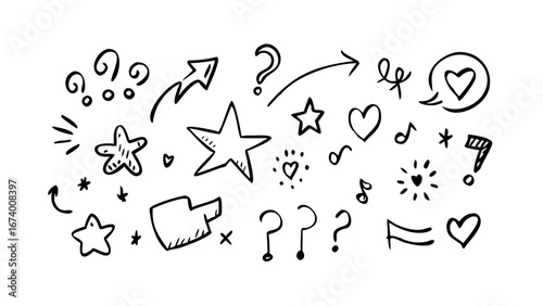 Hand Drawn Doodle Collection of Musical Instruments and Notes doodles