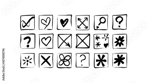 Collection of Hand Drawn Icons and Symbols doodles check mark