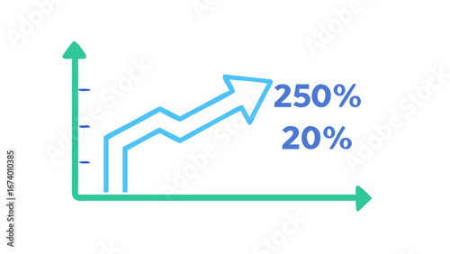 Upward trending graph with percentages chart arrow