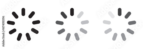 Collection of circular loading spinner icons progress. Circle loader collection. Loading bar Icons and Progress Bar icon Vector Set in black and white. Load bar, buffer vector icon. Loading bar icons 
