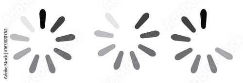 Collection of circular loading spinner icons progress. Circle loader collection. Loading bar Icons and Progress Bar icon Vector Set in black and white. Load bar, buffer vector icon. Loading bar icons 