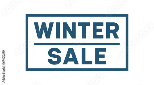 Minimal vector rectangular banner design text WINTER SALE bold geometric font rectangular banner dividing line isolated on white