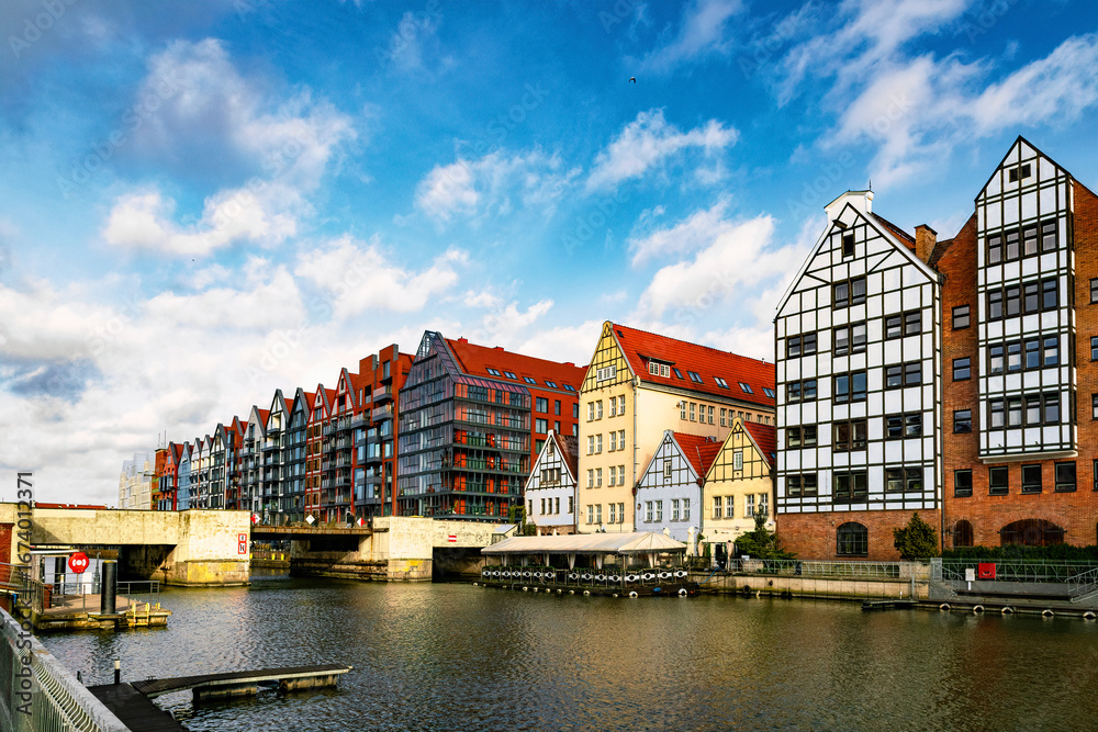 Fototapeta premium Old houses and street in Gdansk