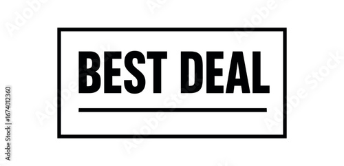 Minimal vector rectangular banner design text BEST DEAL bold font minimal style dividing line isolated on white
