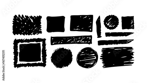 Hand drawn chalk texture abstract shapes white