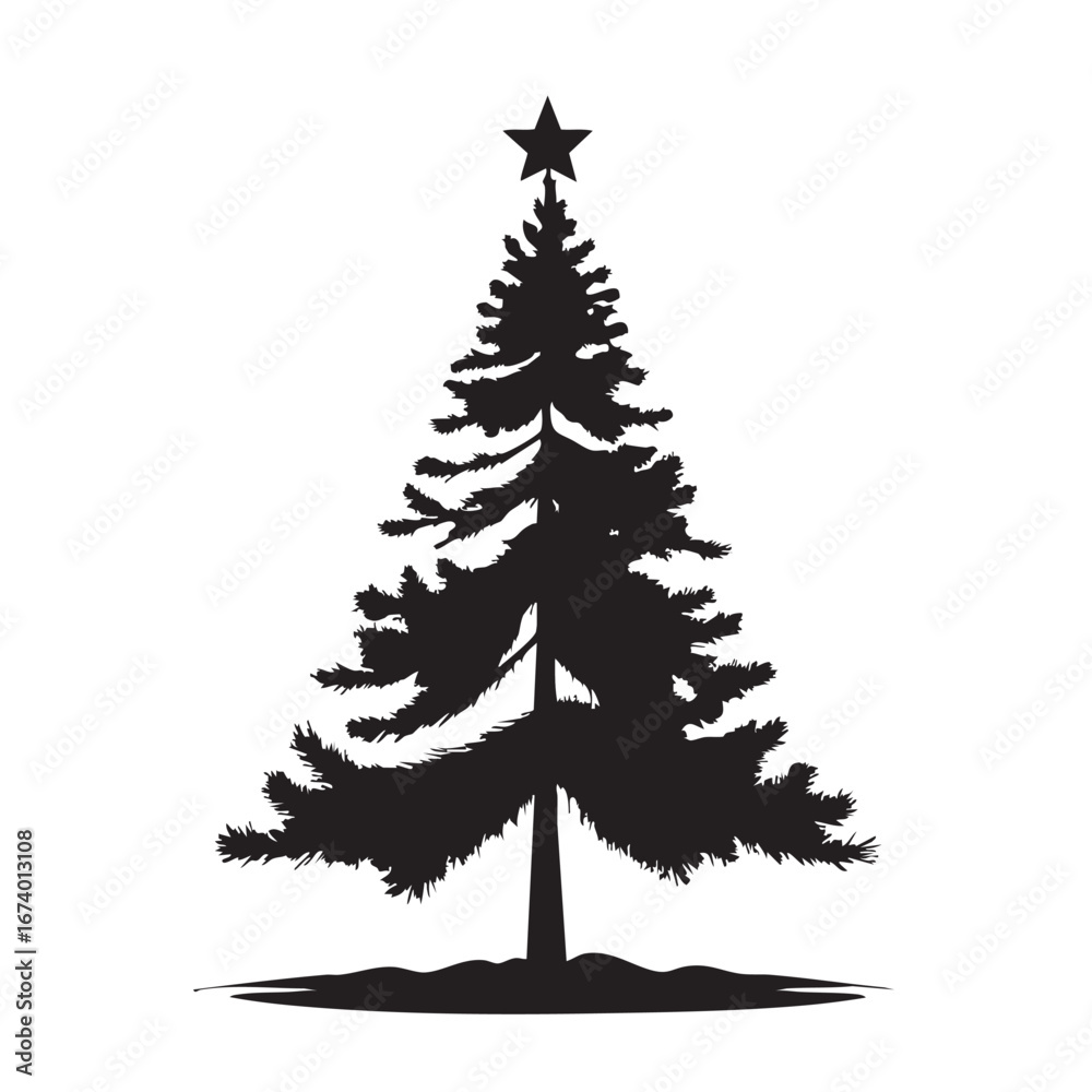 Obraz premium Christmas Tree Silhouette Black Vector Design