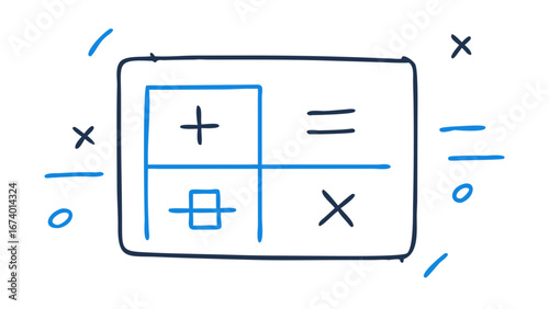 Math symbols doodle on transparent background illustration plus
