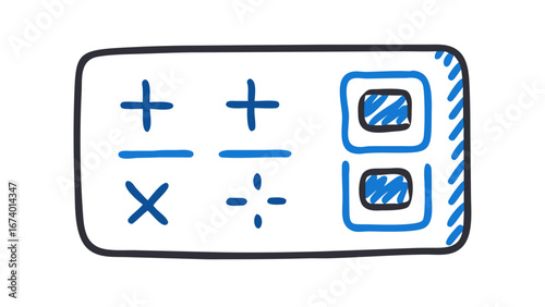 Minimalist doodle calculator with math symbols flat