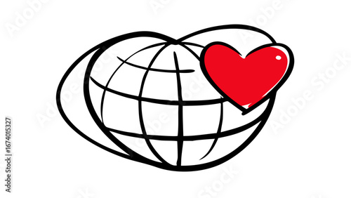 Red heart with white dot love symbol doodle