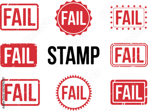 Fail stamp vector set red rubber grunge stamp failure design