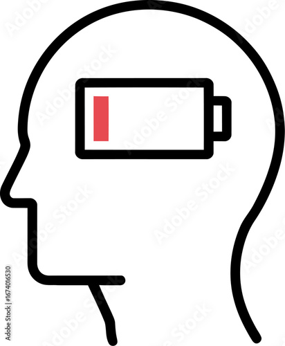 Low energy burnout concept mental health fatigue stress icon