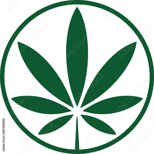 Marijuana cannabis leaf green circle logo vector illustration