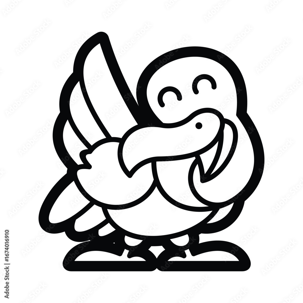 Obraz premium cute cartoon line art wild animal exotic fauna suitable for practicing coloring