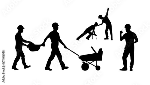 Minimalist black silhouette of construction crane heavy machinery industrial