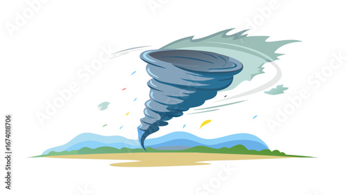 Stylized design of a powerful tornado storm weather