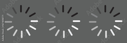 Collection of circular loading spinner icons progress. Circle loader collection. Loading bar Icons and Progress Bar icon Vector Set in black and white. Load bar, buffer vector icon. Loading bar icons 