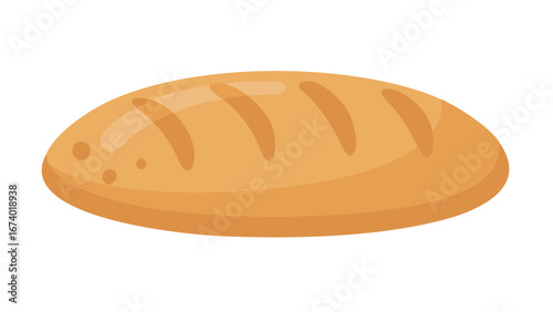 Cartoonish loaf of bread with scoring and dimples baked goods food