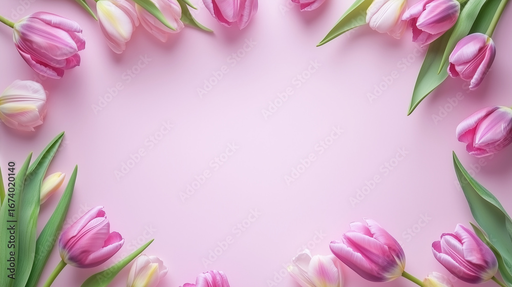 Fototapeta premium シンプルなチューリップのフレーム / Simple Tulip Frame