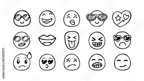 Happy Face Emoji with Wavy Lines smiling expression