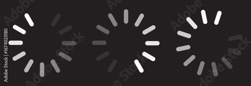 Collection of circular loading spinner icons progress. Circle loader collection. Loading bar Icons and Progress Bar icon Vector Set in black and white. Load bar, buffer vector icon. Loading bar icons 