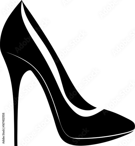 Stilettos silhouette  vector black , white background 
